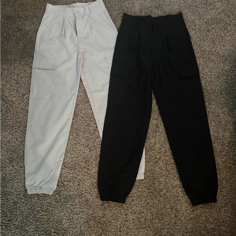 Black and Beige Cargo Pants Set